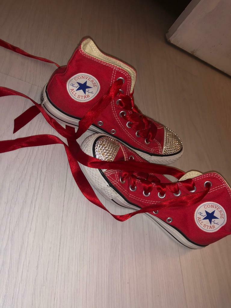 red bedazzled converse
